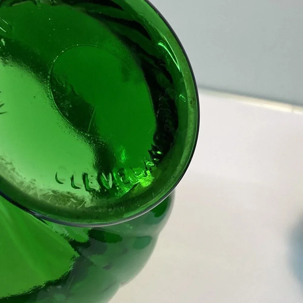 Vintage Green Glass Napco 1191 Cache Pot Planter Vase w/ Swirl Pattern Set Of 2 - Picture 4 of 12